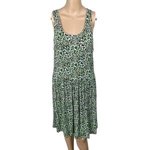 BCBGeneration Green Black Ditsy Floral Crossback Sundress SZ L